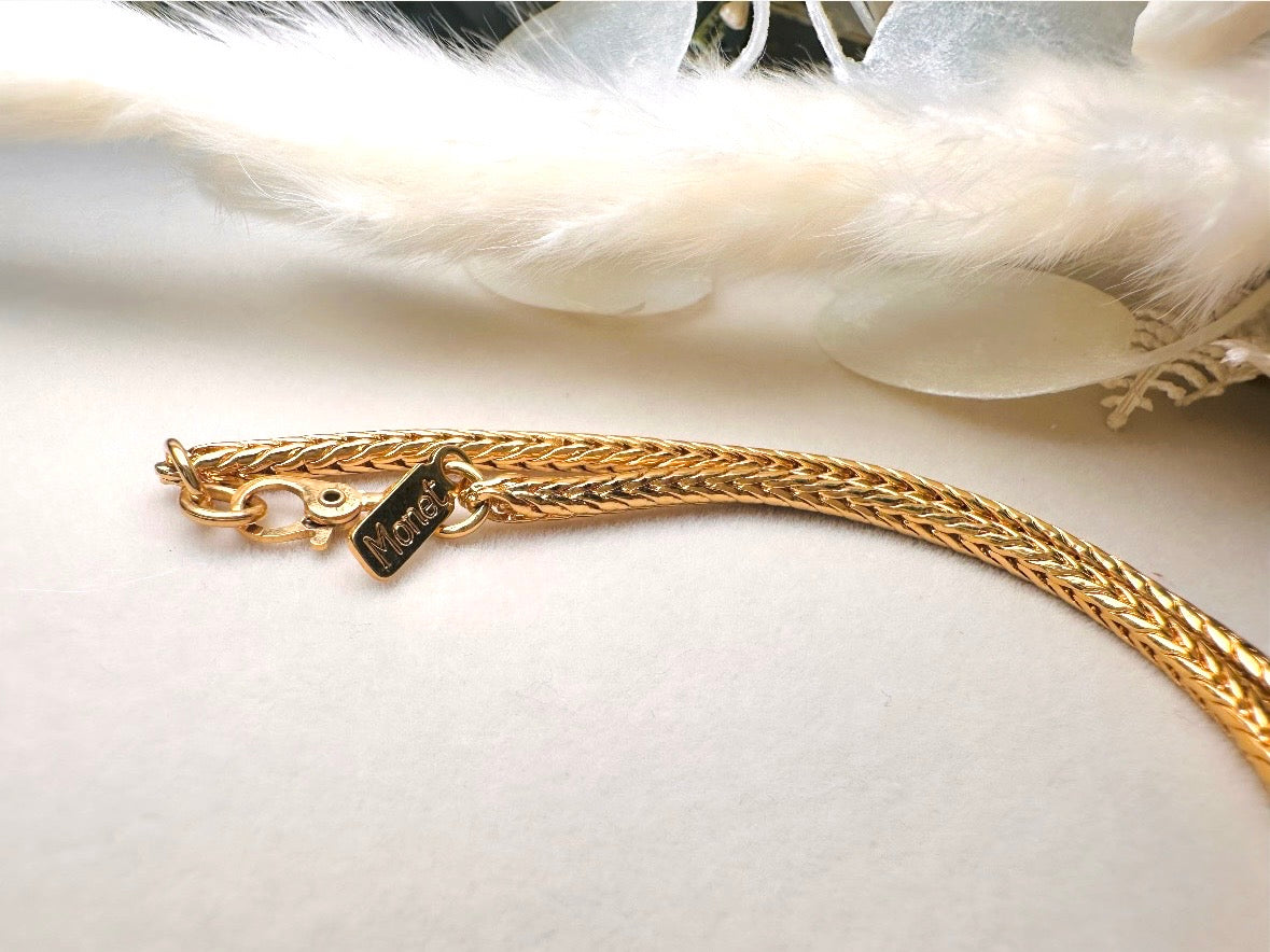 Gold Bow Necklace, Monet Vintage Gold Ribbon Pendant Necklace, Minimalist Wheat Chain Elegant Gold Knot Necklace