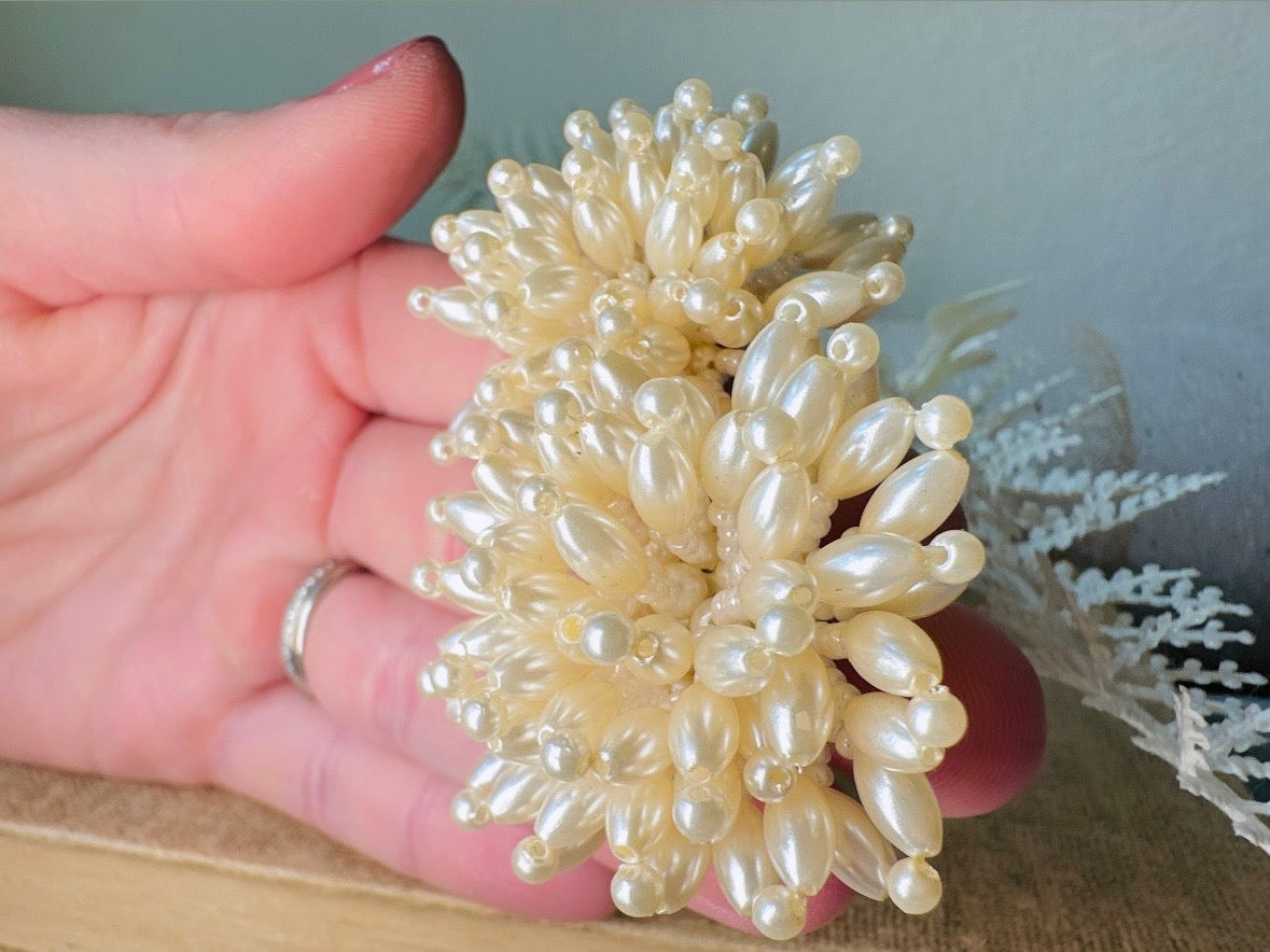Pearl Pom Pom Earrings, Incredible Vintage Statement Earrings, Dreamy Cream Pearl Earrings, Extravagant Pearl Cluster Cocktail Earrings