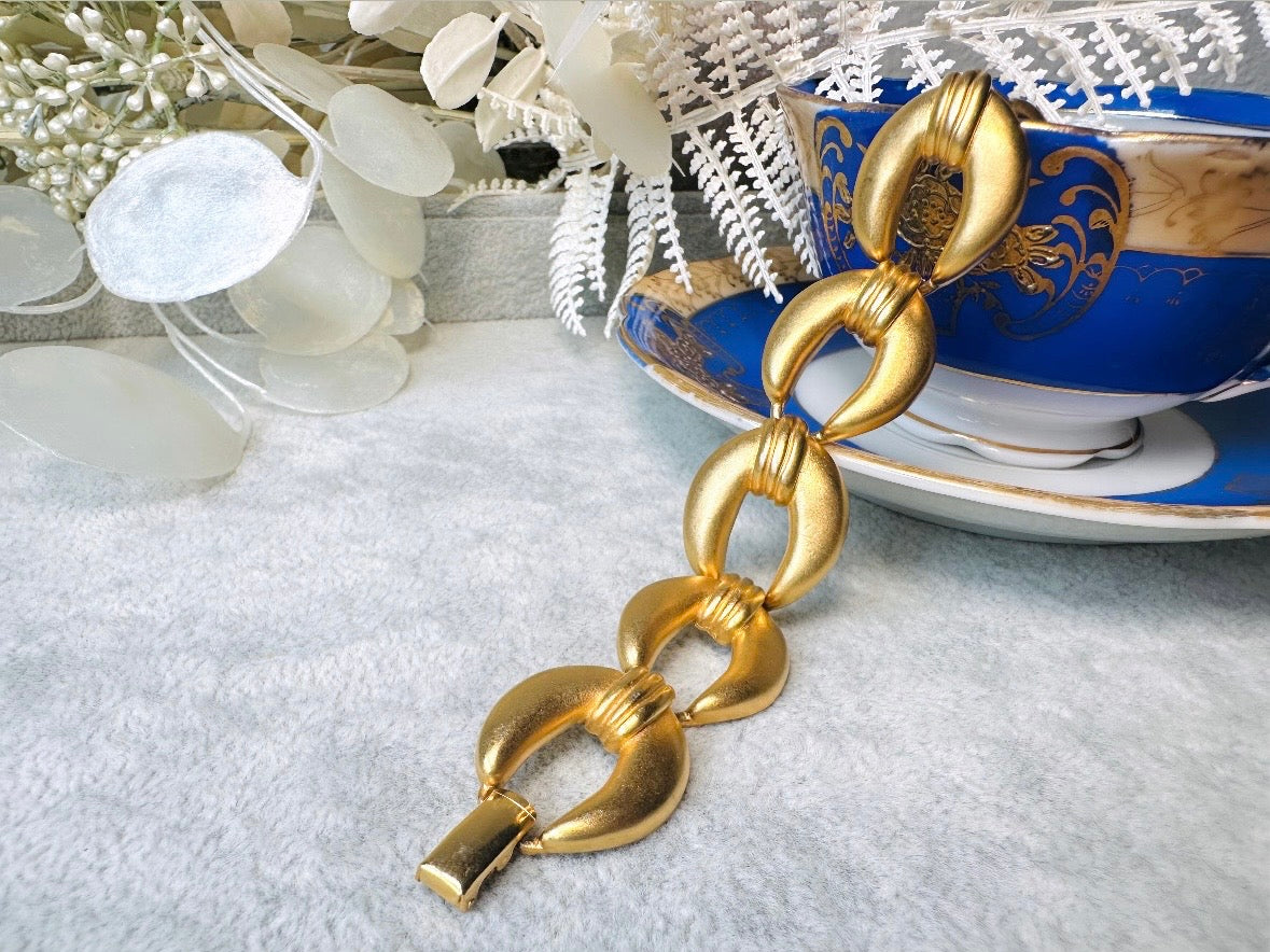 Vintage Matte Gold Chain Bracelet, Premiere Designs Vintage 80s