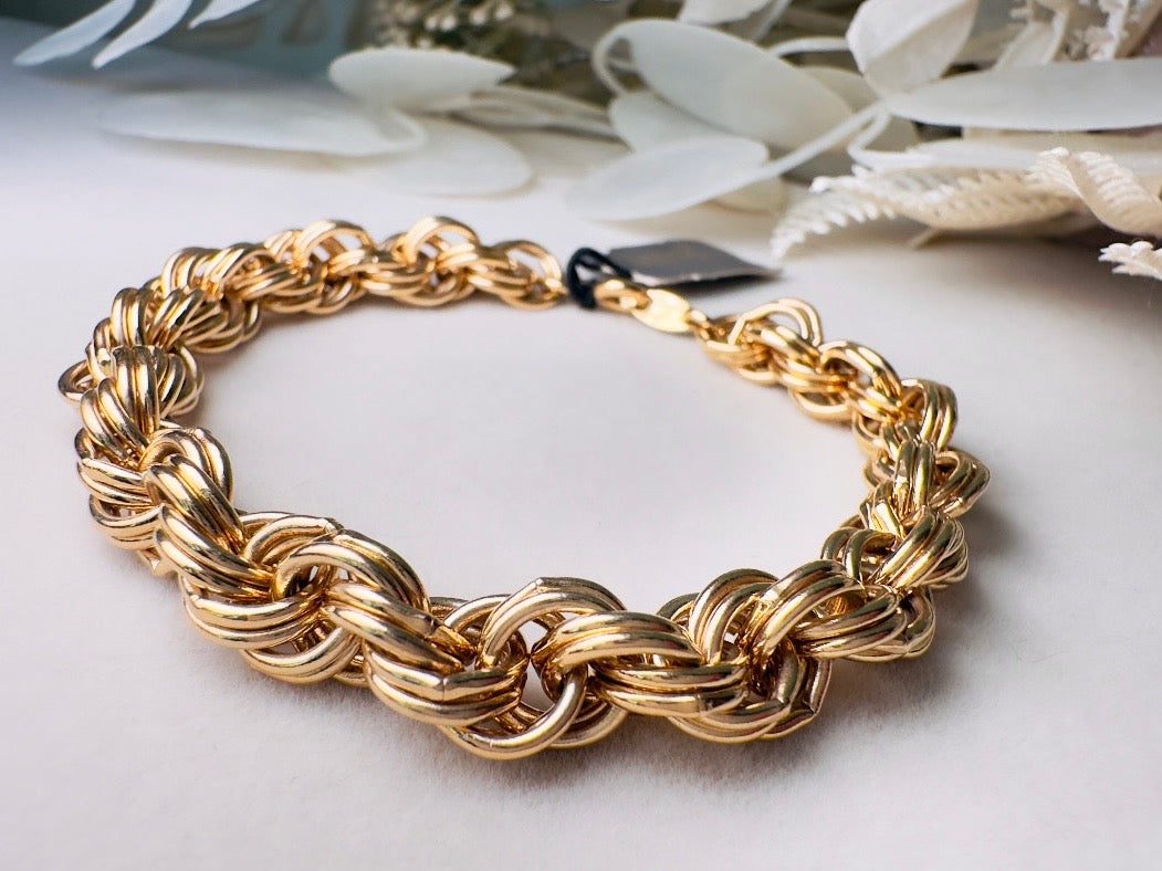 Vintage Trifari Double Curb Link Gold Chain Bracelet NOS