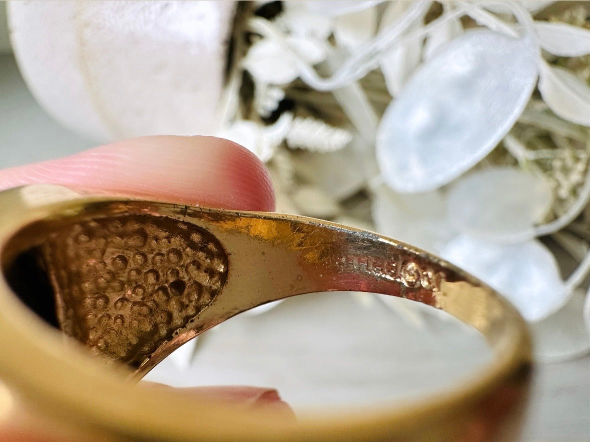 Onyx Signet Ring in Gold, Vintage 1940s Men's Cocktail Ring