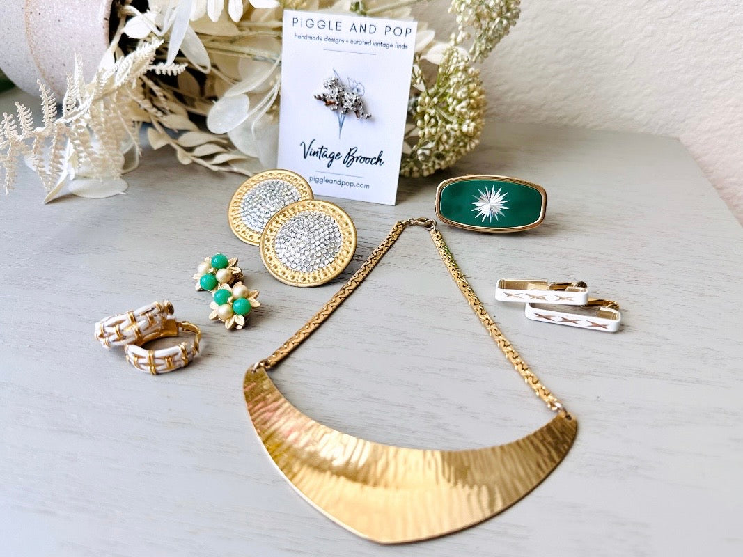 Vintage Designer Earrings, Silver and Gold Richard Kerr 1980s Earrings, Huge Disc Clip On Earrings, Gold Shield Earrings Pave Set Rhinestone