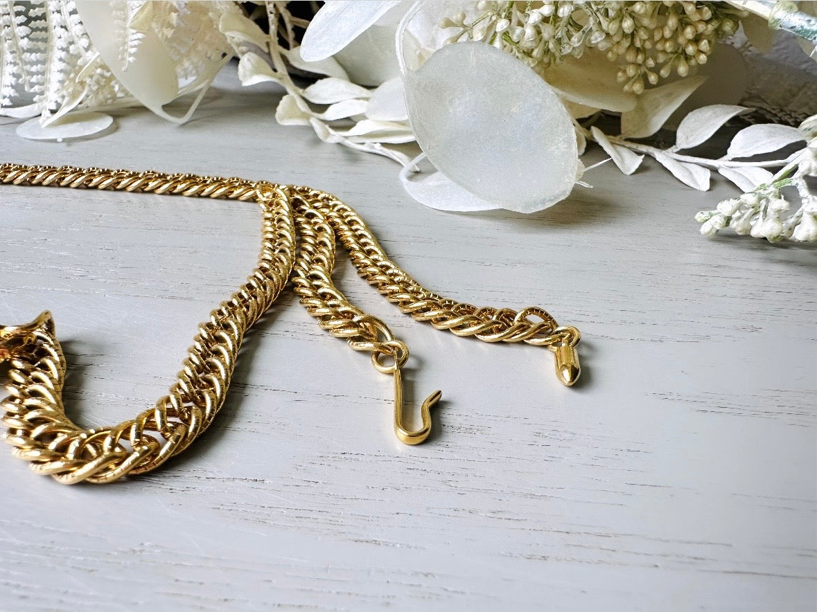 Gold Vintage Necklace, 90s Avon Necklace, Vintage Gilded Mesh Open Work Collar Necklace, Gold Rope Necklace, Statement Necklace Jewelry Gift