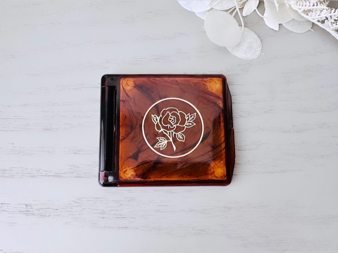 Tortoiseshell Amber Vintage Double Mirror Compact, Made in Japan, Vintage Mirror for Purse, Make-Up, Beautiful Brown Orange Fall Accessories