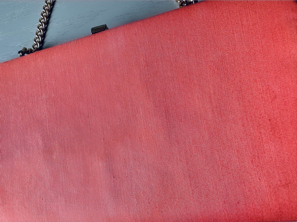 Vintage Coral Pink Clutch, Light Peach Pink Handbag with Gold Hideaway Chain, Vintage Purse, Retro 1960s Clutch, Cute Barbie Fashion
