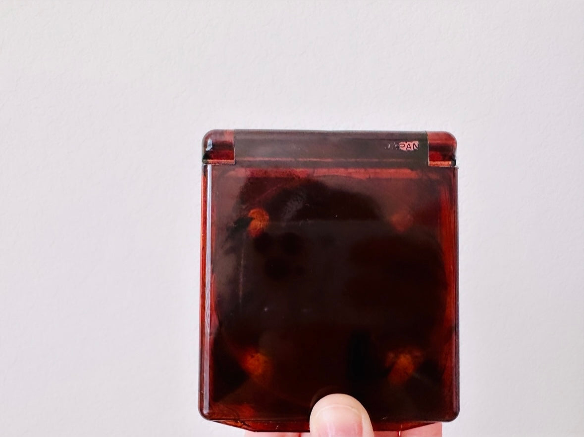 Tortoiseshell Amber Vintage Double Mirror Compact, Made in Japan, Vintage Mirror for Purse, Make-Up, Beautiful Brown Orange Fall Accessories
