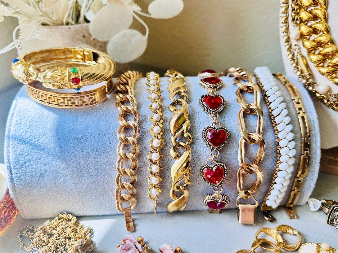 Vintage Etruscan Ruby and Gold 1928 Embossed Square Earrings