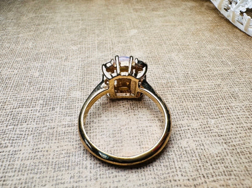 Vintage Cocktail Ring, Faux Opal Diamond 1978 Vintage Avon Ring
