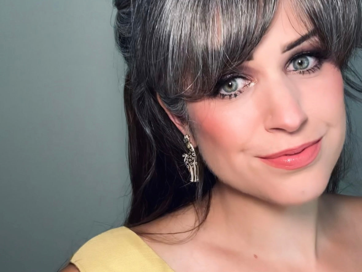 Vintage Giraffe Earrings, White and Gold Pierced Post Earrings with Moveable Head, Convertable Stud to Dangle Earrings, Animal Lover Gifts