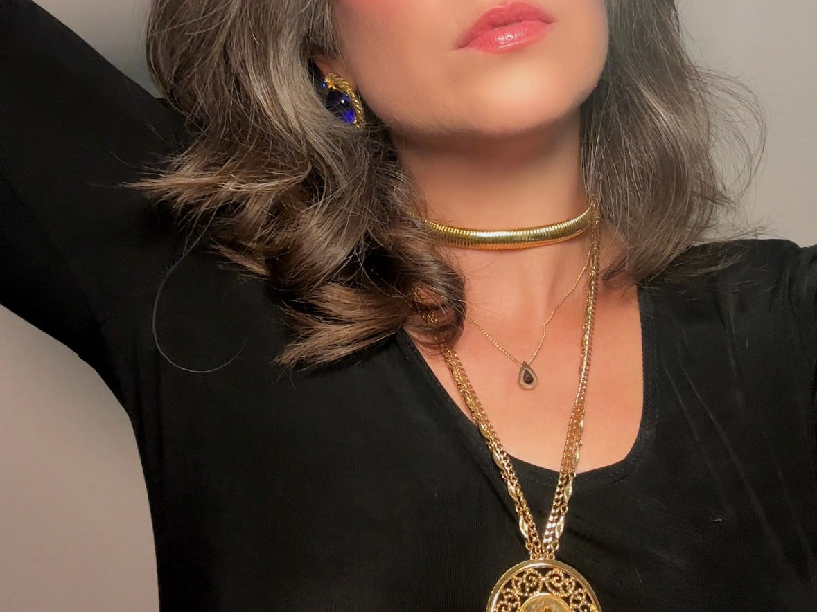 Vintage Gold Omega Choker, Gorgeous 1970s Classic Gold Choker, Jewelry Staple for Layering and Stacking