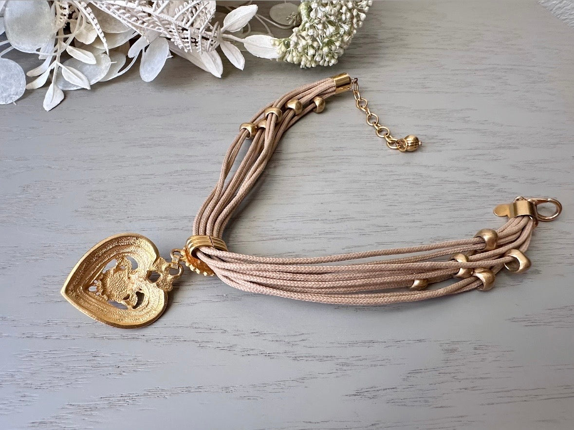 Designer Vintage Necklace Robert Rose Etruscan Heart Necklace