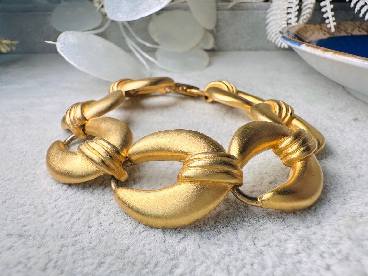 Vintage Matte Gold Chain Bracelet, Premiere Designs Vintage 80s