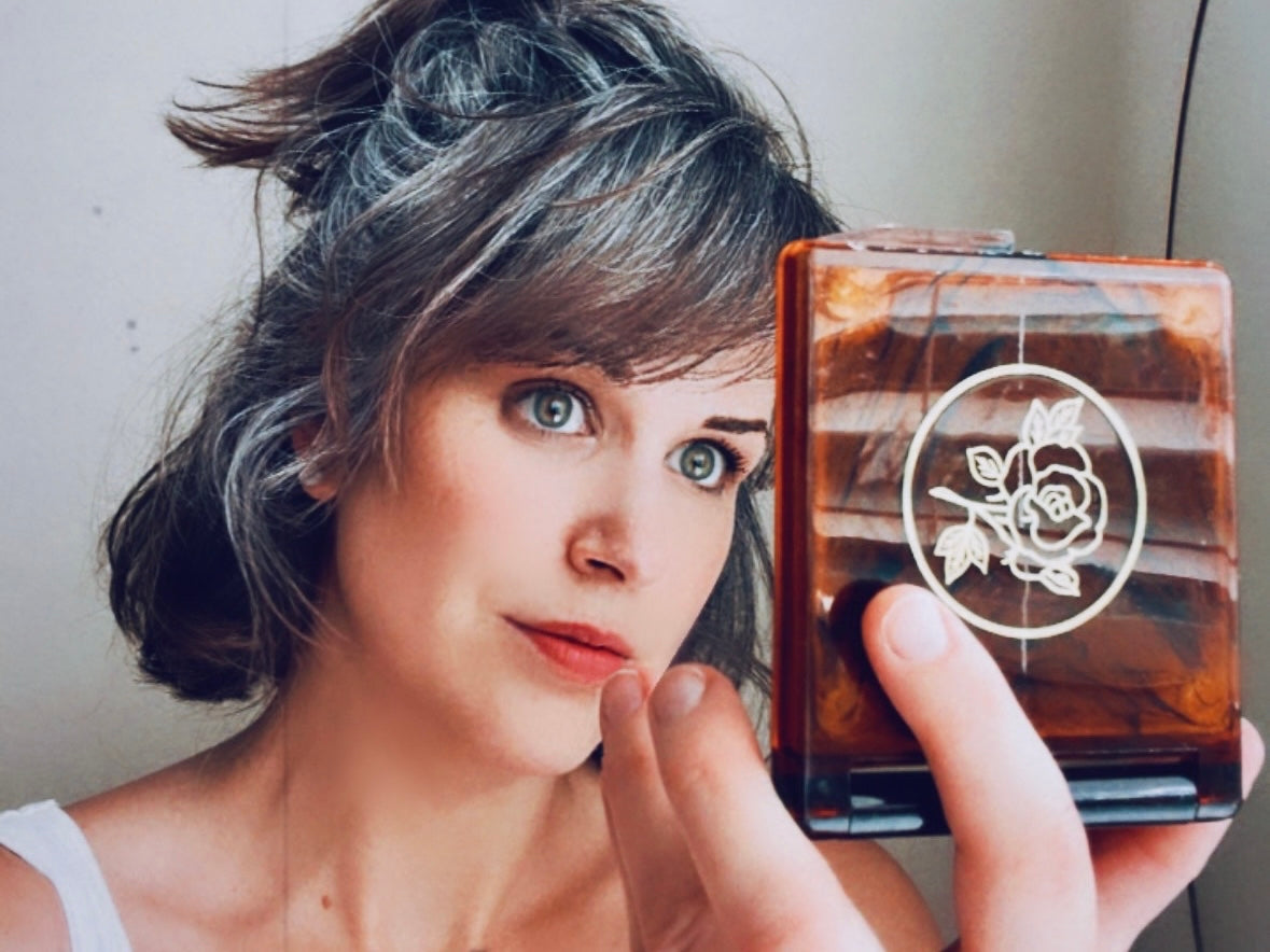 Tortoiseshell Amber Vintage Double Mirror Compact, Made in Japan, Vintage Mirror for Purse, Make-Up, Beautiful Brown Orange Fall Accessories