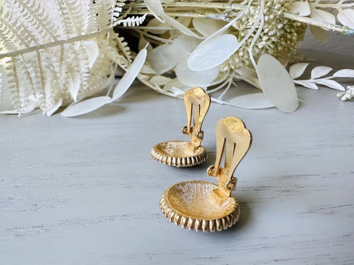 Vintage Art Deco Pave Set Rhinestone Earrings, Elegant Signed Kramer Clip On Earrings