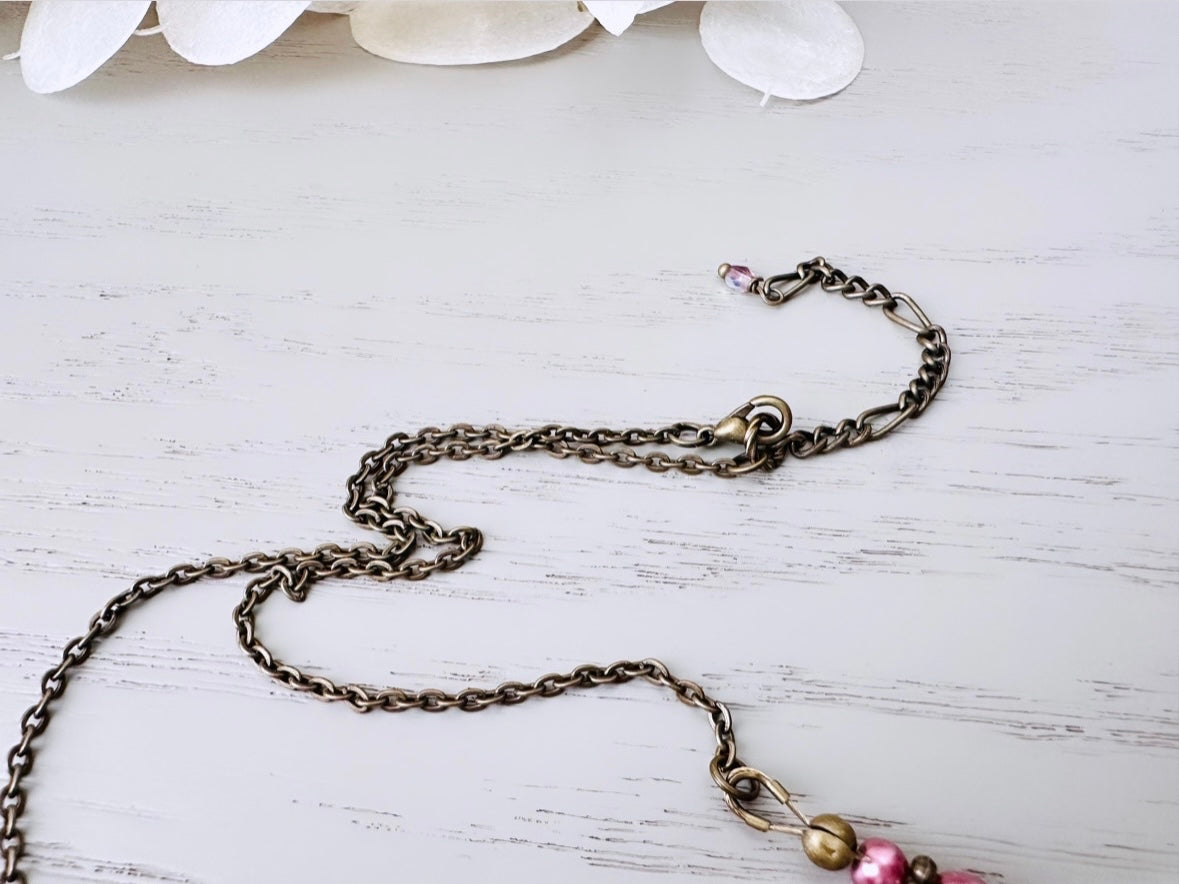 Purple Pearl Necklace with White Gemstones, Bib Necklace Statement, White Italian Onyx Teardrops, Lilac Freshwater Pearls, Plum Crystals