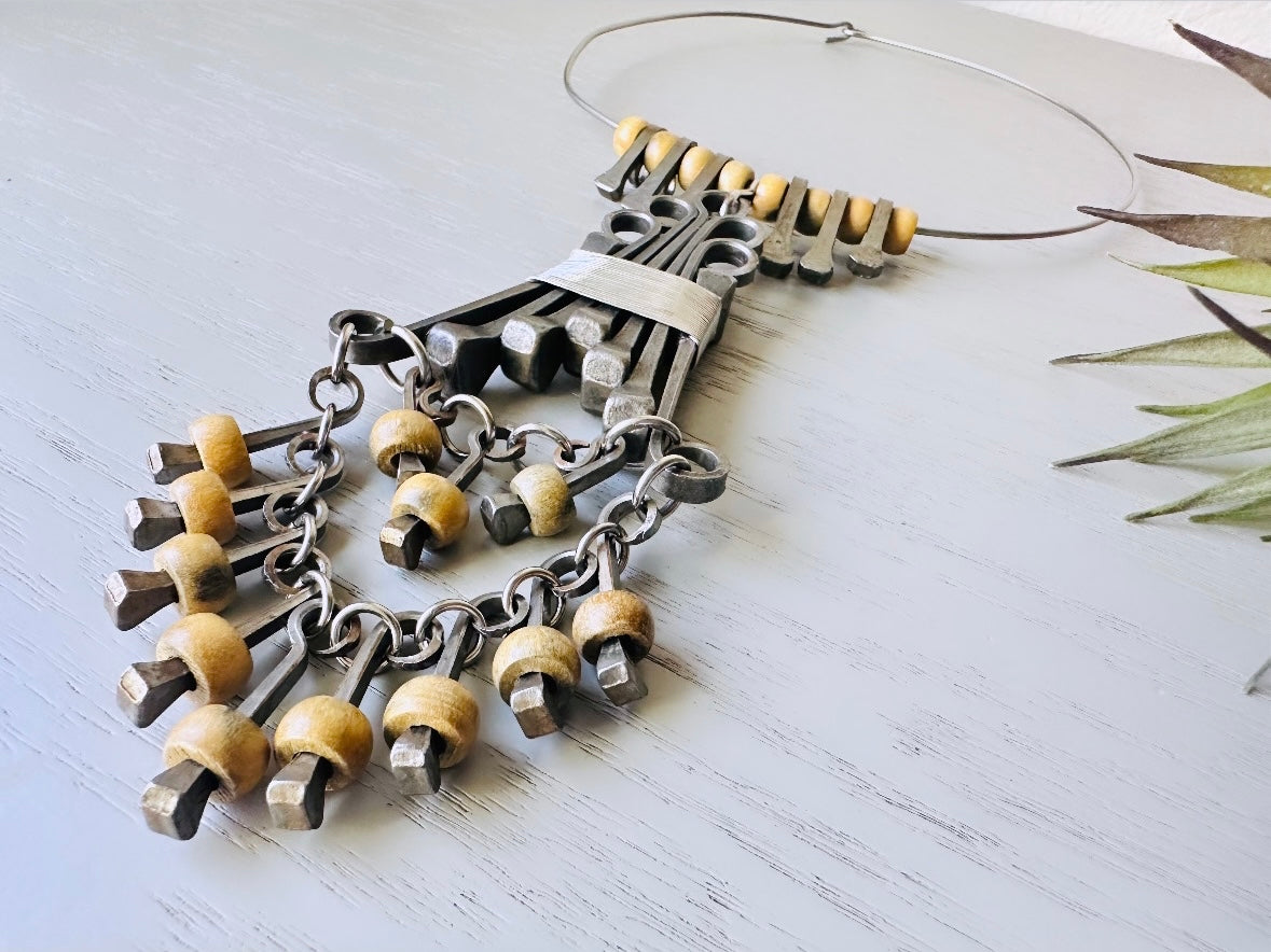 Vintage 1970s handmade wirework necklace