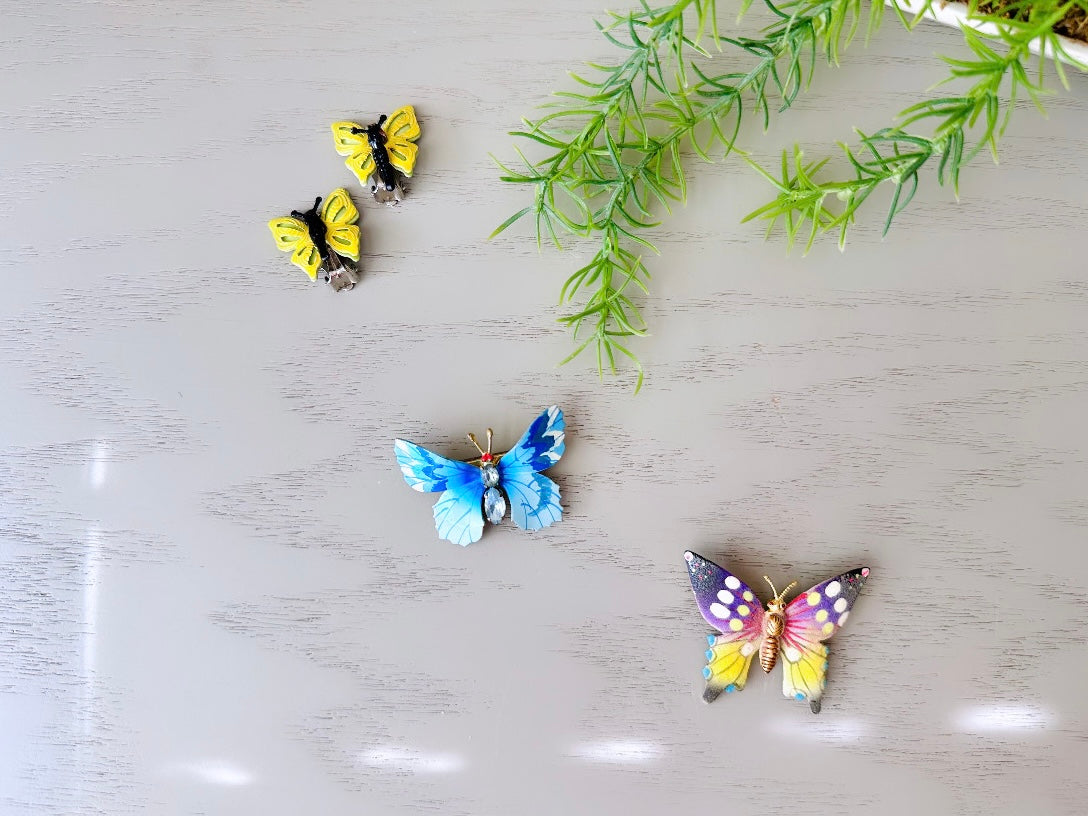 Colorful Butterfly Brooch, Pretty Vintage Enamel Butterfly Pin, Beautiful Purplr Pink Yellow and Gold Tone Butterfly Broach, Spring Fashion