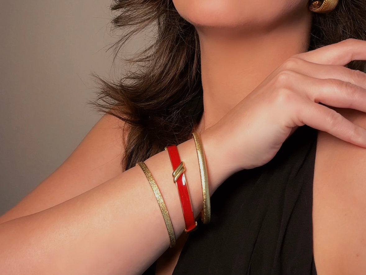 Gold Bangle Bracelet, 1960s Vintage Monet Textured Gold Bracelet