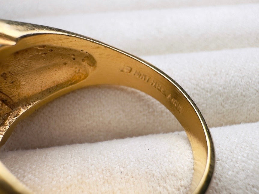 Vintage 14kt Gold Signet Ring, Cubic Zirconia, Chunky Menswear Style (US Size 9.5)