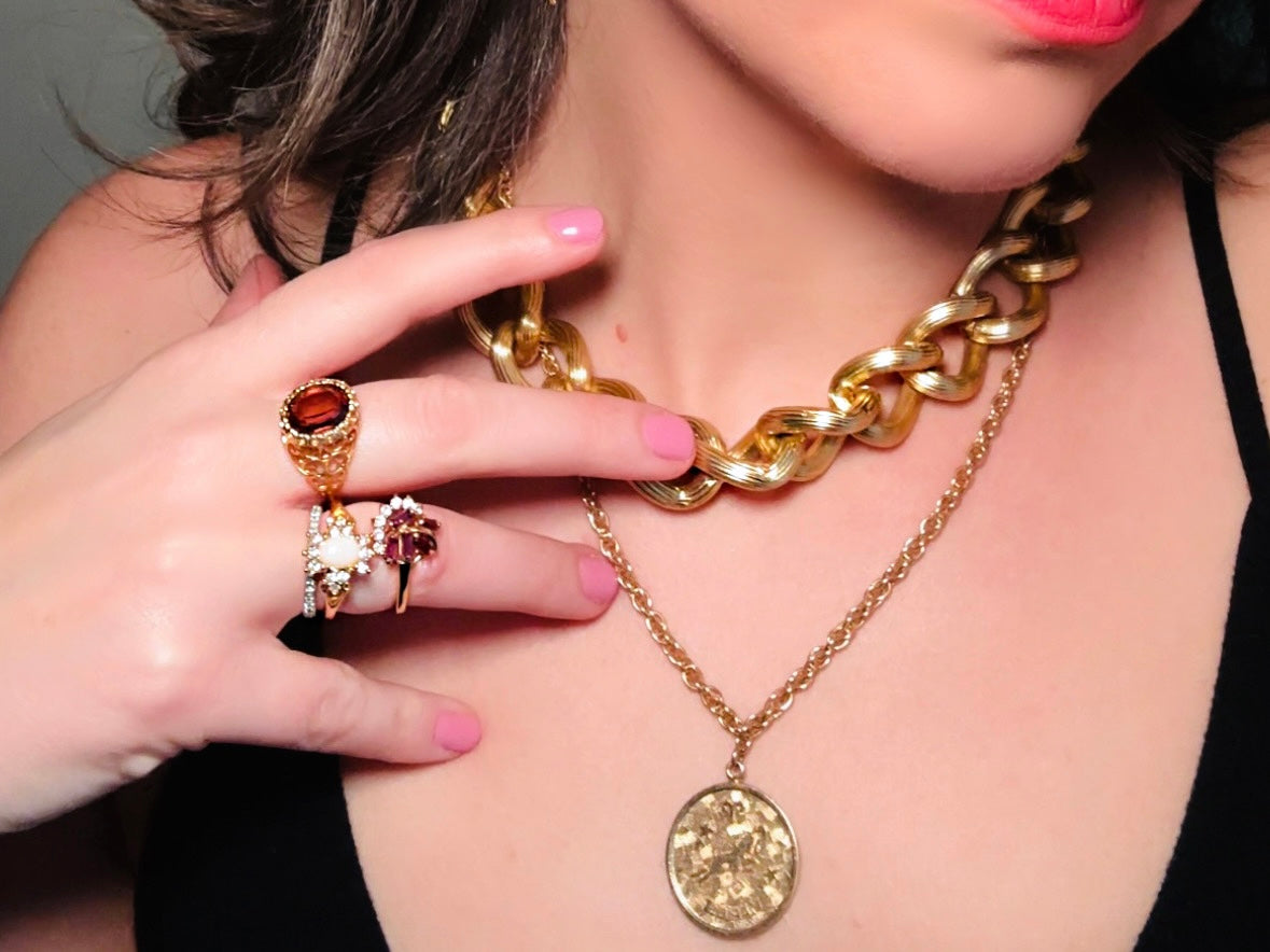 Vintage Aries Zodiac Necklace, Star Sign Astrology Necklace, Unique Birthday Necklace, 20" Long Gold Coin Aries Astrology Pendant Necklace from Piggle and Pop