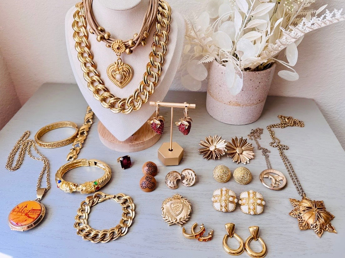 Vintage Earrings and necklaces available at Piggle and Pop