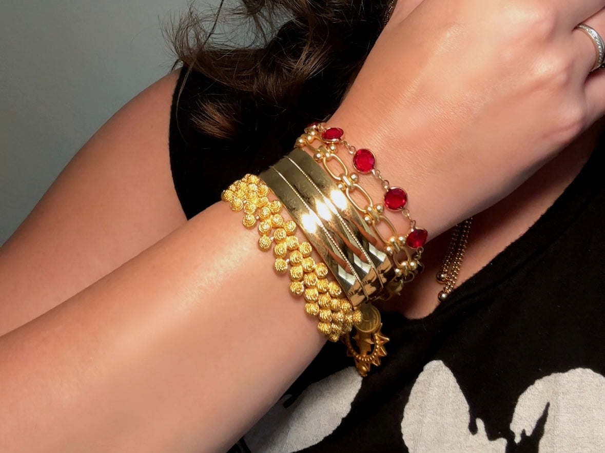 Vintage Gold Cuff Bracelet, Monet Gold Bracelet, 80s Wide Band Etched Gold Bracelet for Stacking
