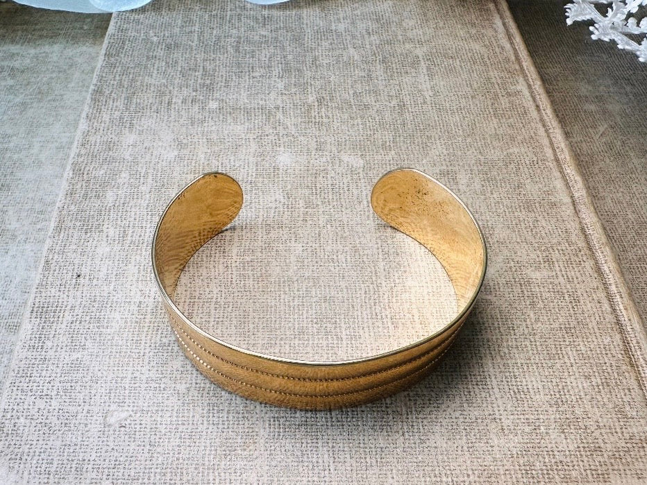 Vintage Gold Cuff Bracelet, Monet Gold Bracelet, 80s Wide Band Etched Gold Bracelet for Stacking