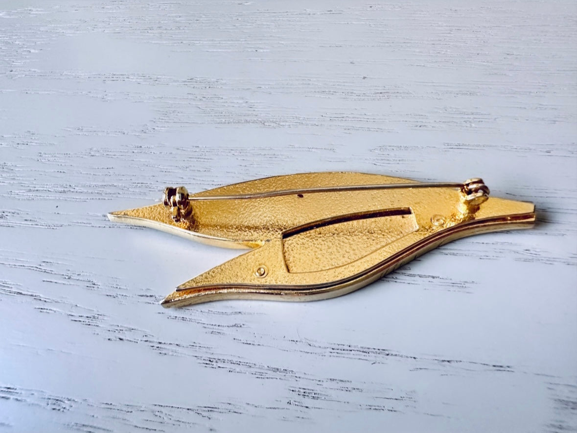 Plum Leaf Brooch, Vintage Fall Accessories, Boho Autumn Brooch, Deep Purple Cream and Antique Gold Pin, Rustic Woodland Accessories