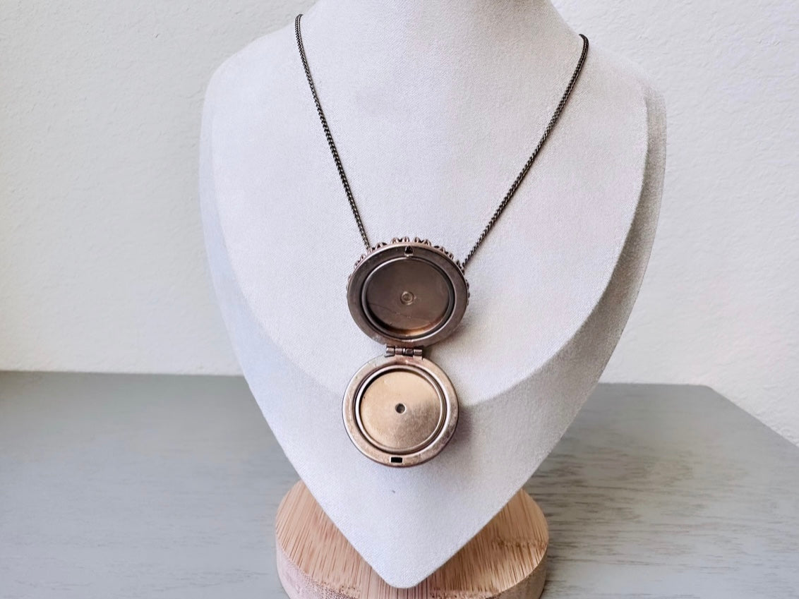 Rare Banded Agate Sphere Locket Necklace, Locket Ball Pendant Necklace, Vintage Gemstone Round Locket, Unique Vintage Ball Locket