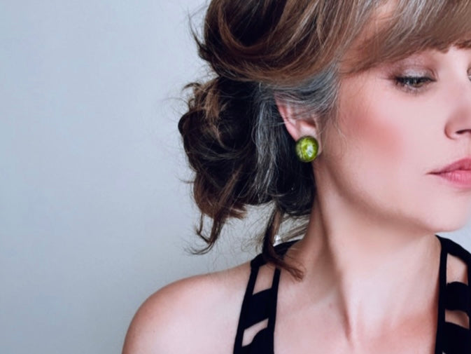 Green Dragon Eye Earrings, Moonglow Green Earrings, Unique Vintage Earrings Clip On Statement Earrings, Small Vintage Earrings