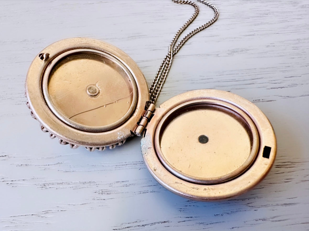 Rare Banded Agate Sphere Locket Necklace, Locket Ball Pendant Necklace, Vintage Gemstone Round Locket, Unique Vintage Ball Locket