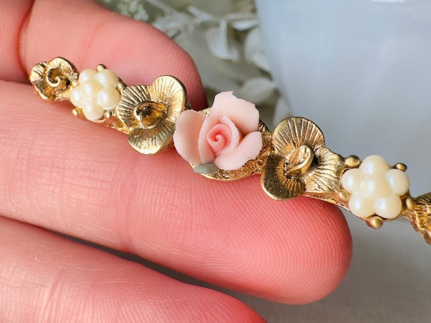 Vintage 1928 Jewelry Co. Pink Porcelain Rose Bar Pin Brooch – NOS on Original Card