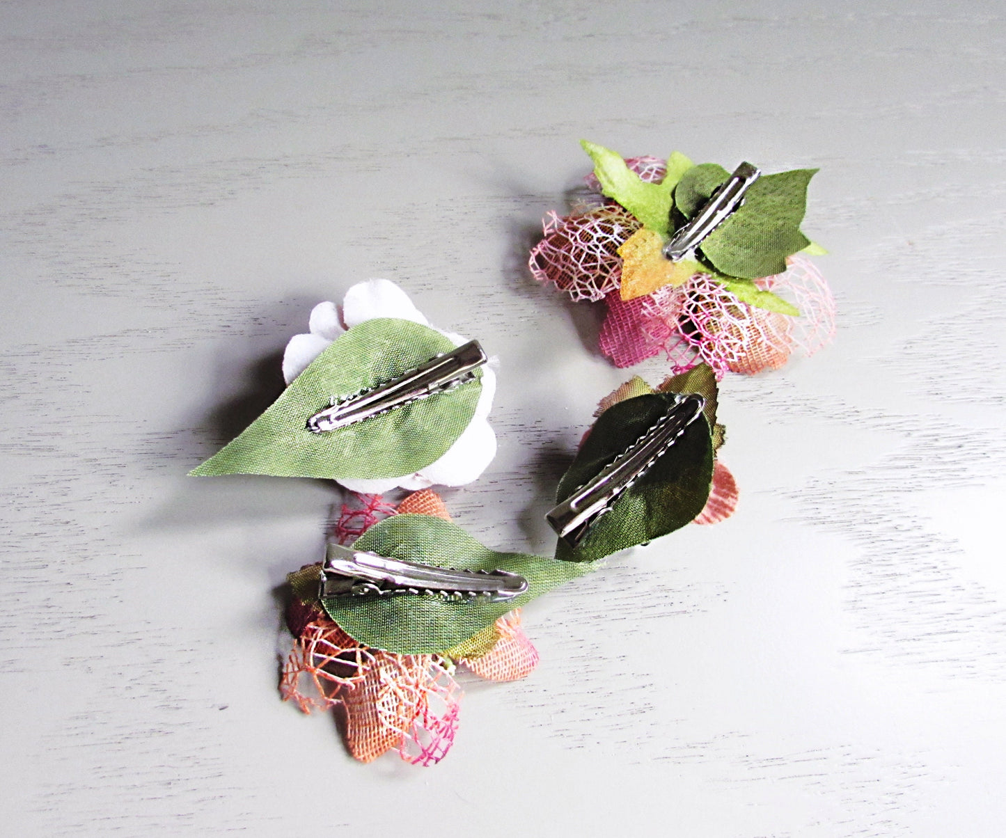 Bridal Hair Clips, Peachy Pink Rustic Wedding Hair Flowers, Woodland Flower Clips, Spring Summer Bride, Pink Boho Bride, Burlap Hair Flowers