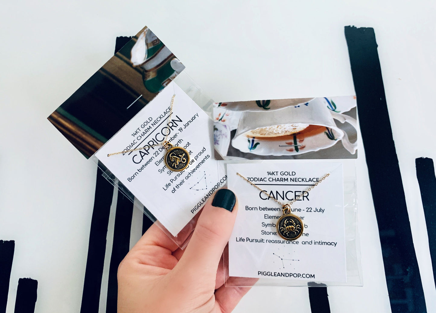 Cancer Zodiac Necklace, 14Kt Gold Astrology Necklace, Personalized Birthday Necklace, Double Sided Zodiac Necklace Choose Sign + Length