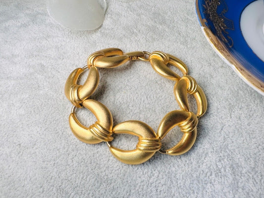 Vintage Matte Gold Chain Bracelet, Premiere Designs Vintage 80s