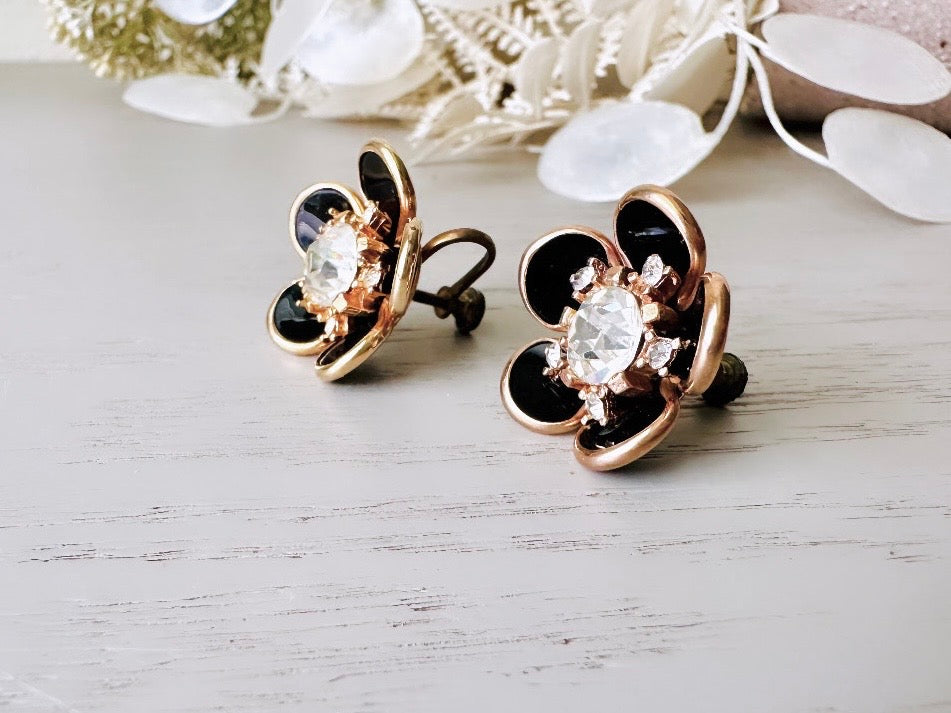 Shops Gold Rhinestone Flower - Black