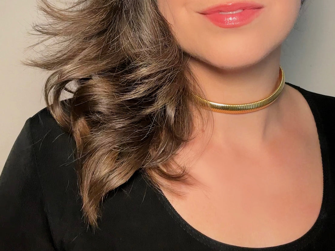 Vintage Gold Omega Choker, Gorgeous 1970s Classic Gold Choker, Jewelry Staple for Layering and Stacking