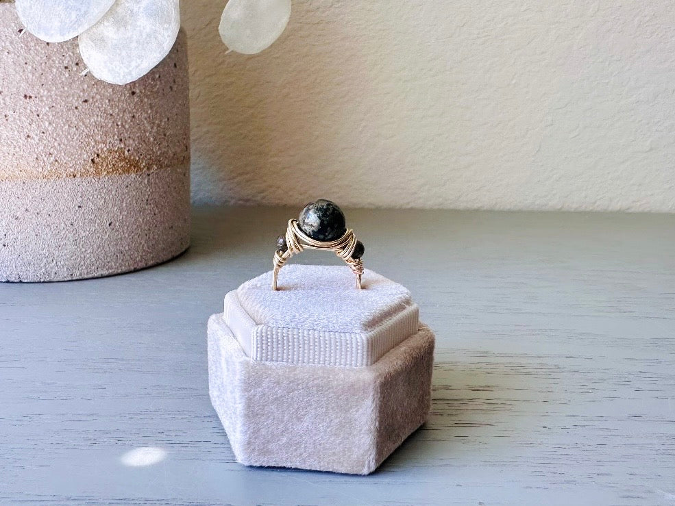 Handmade Pyrite Ring, Wire Wrapped Ring with Natural Stones, Pyrite Fools Gold Metaphysical Ring, Earth Energy Talisman Ring