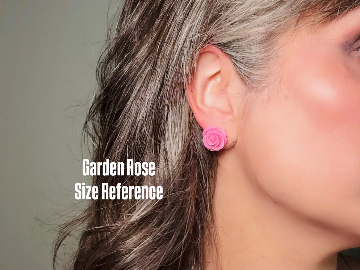 Flower Stud Earrings, Dusty Blue Earring, Large Rose Earrings, Rose Stud Earring, Big Flower Earrings, Resin Stud Earring, Hypoallergenic