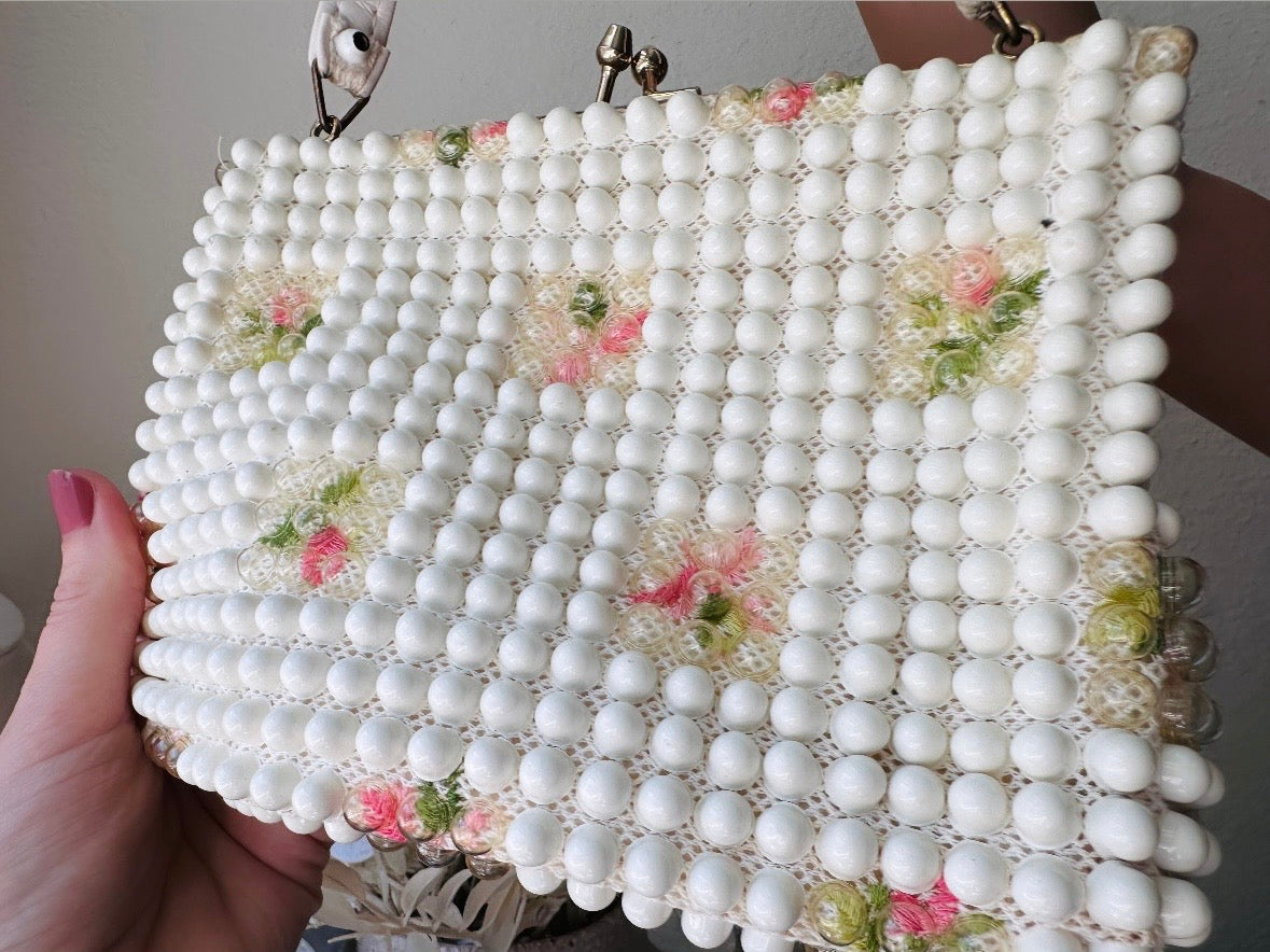1950s Vintage Floral Candy Dot Bubble Bead Purse, Grandee Beads from Piggle and Pop