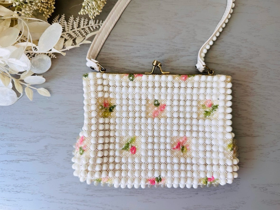 1950s Vintage Floral Candy Dot Bubble Bead Purse, Grandee Beads from Piggle and Pop top view