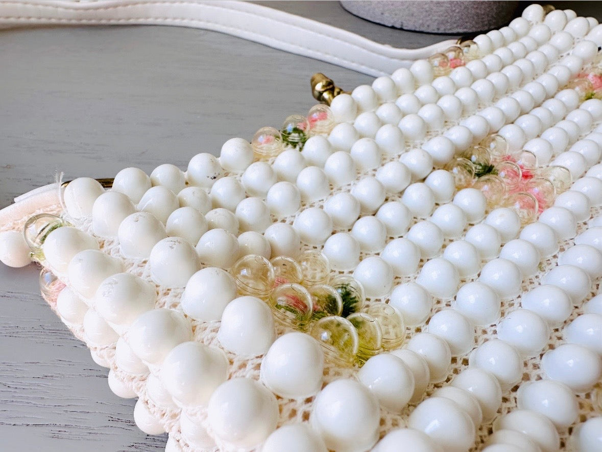 1950s Vintage Floral Candy Dot Bubble Bead Purse, Grandee Beads from Piggle and Pop close up
