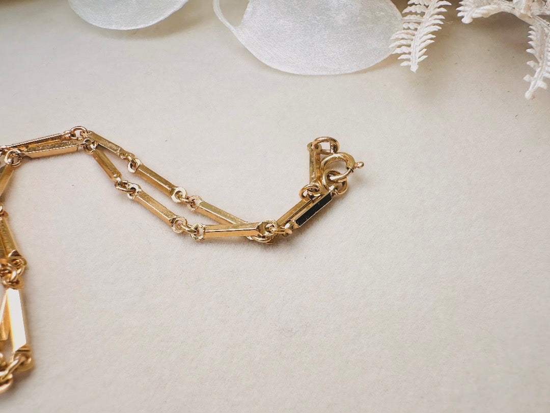 1970s Geometric Pendant Necklace, Abstract Modernist Square Enamel Chain Necklace in Black Red and Mustard Yellow, 1977 Vintage SC