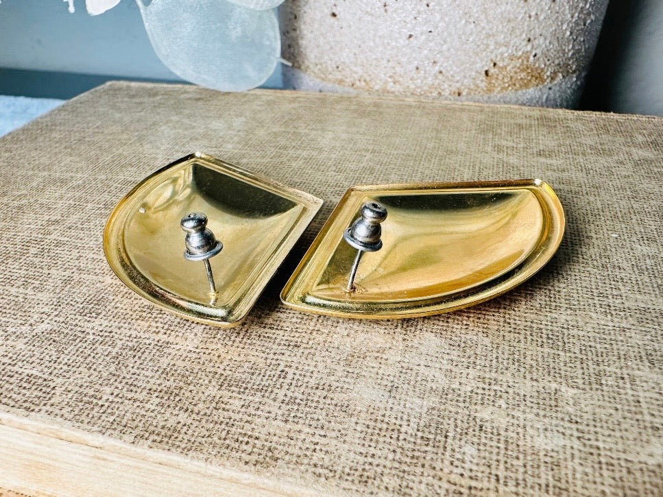 1980s Painted Abstract Earrings, Pink Teal Black and Gold Unique Colorful Paint Splatter Earrings, 80s Drip Enamel Pierced Statement Earring