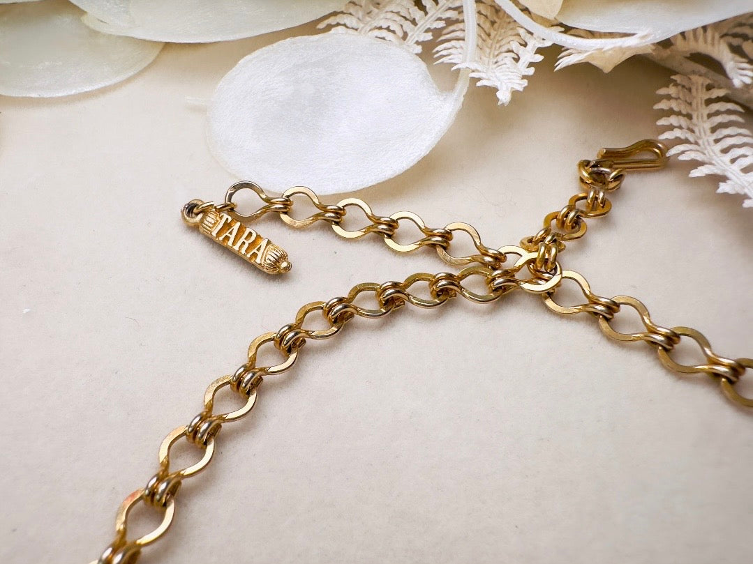 Gold Leaf Necklace, 1960s Vintage Golden Leaves Choker by Tara 5th Ave, Nature Inspired Textured Floral Choker with Adjustable Closure