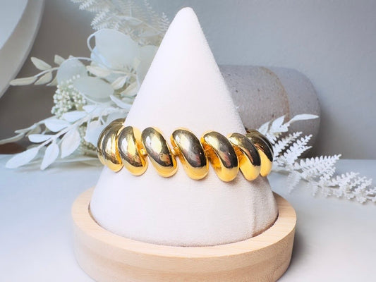 Vintage Napier Gold Bracelet, Gold Curved Link Bracelet, VTG 7.5" Bracelet, Classic Gold Chain Bold 80s Designer Vintage Bracelet