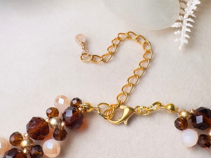 Crystal Choker Necklace, Handmade Beaded Necklace in Fiery Brown, Gold, Amber and Champagne