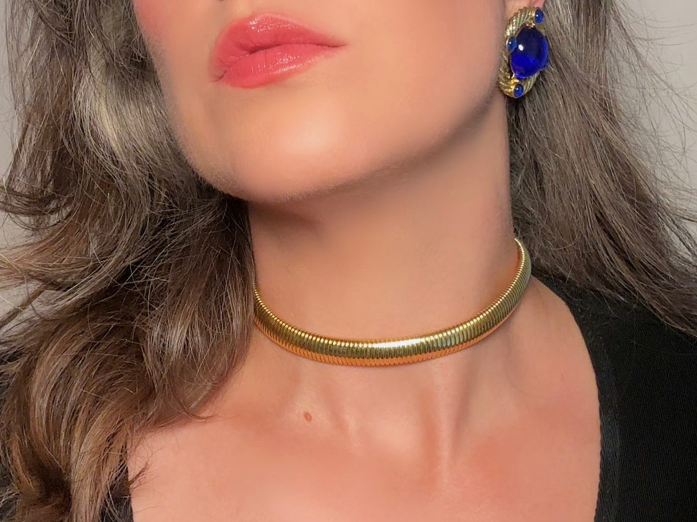 Vintage Gold Omega Choker, Gorgeous 1970s Classic Gold Choker, Jewelry Staple for Layering and Stacking