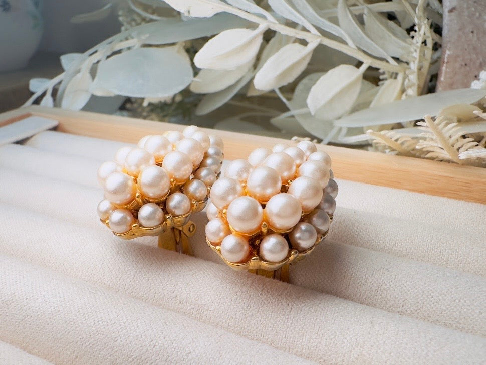 Vintage Pearl Earrings, Cream Pearl Teardrop Statement Earrings