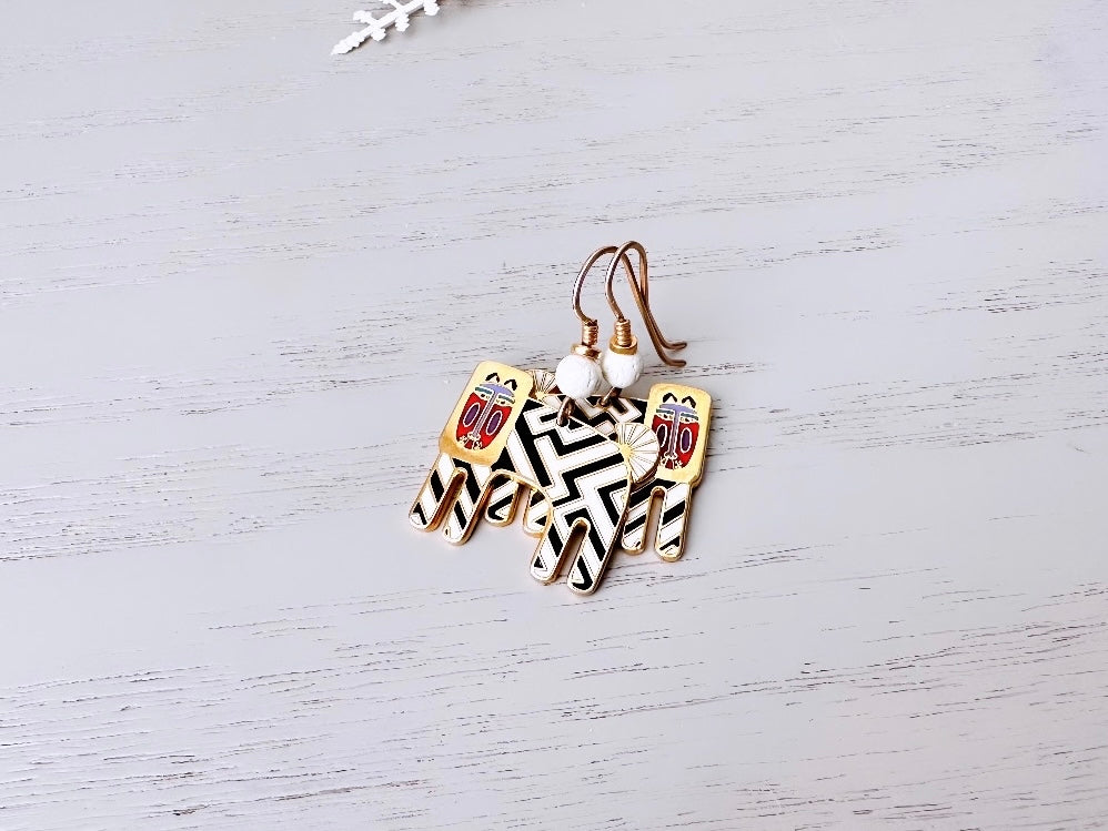 Vintage Zebra Earrings Laurel Burch